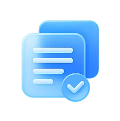 Two blue speech bubbles with a check mark.