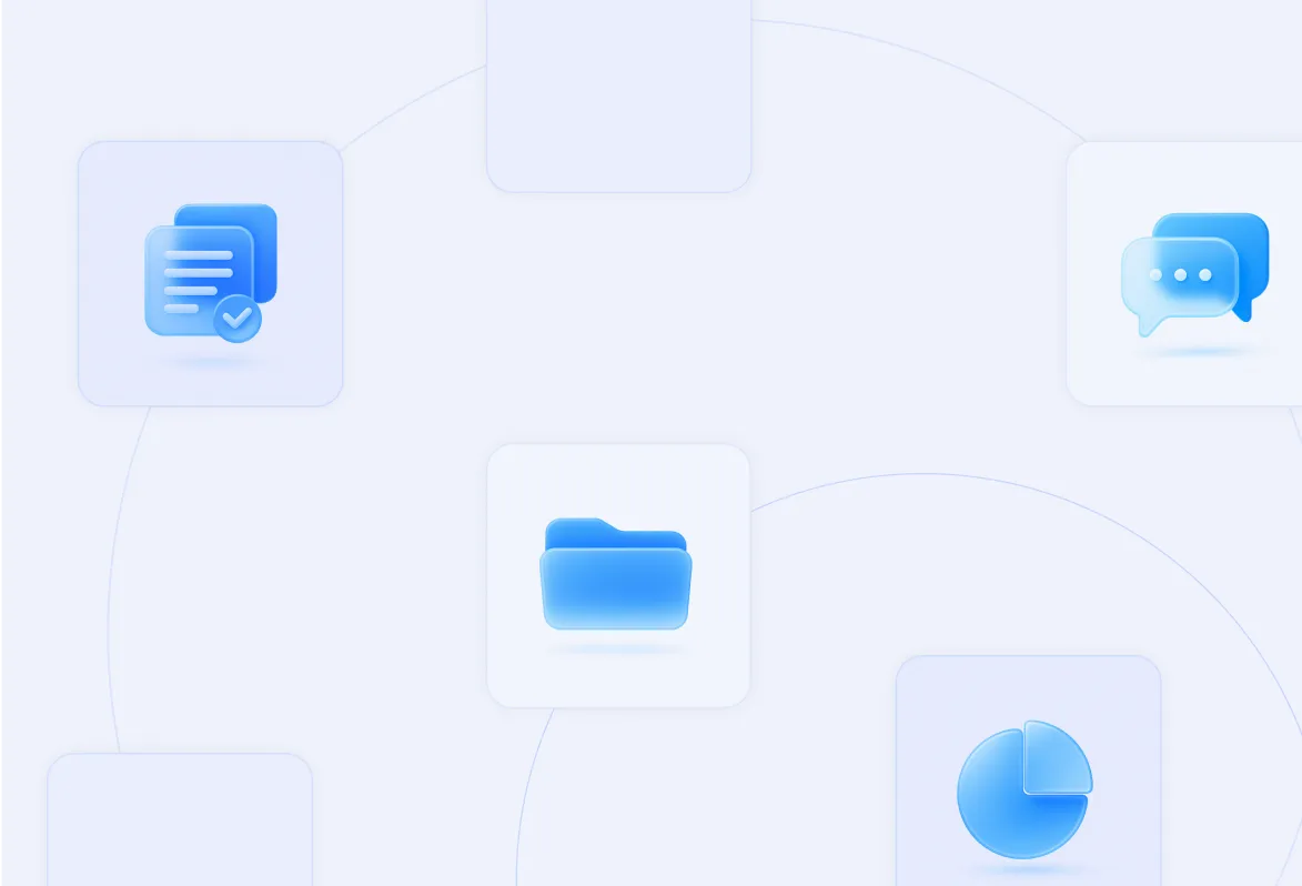 A blue and white diagram of a company.