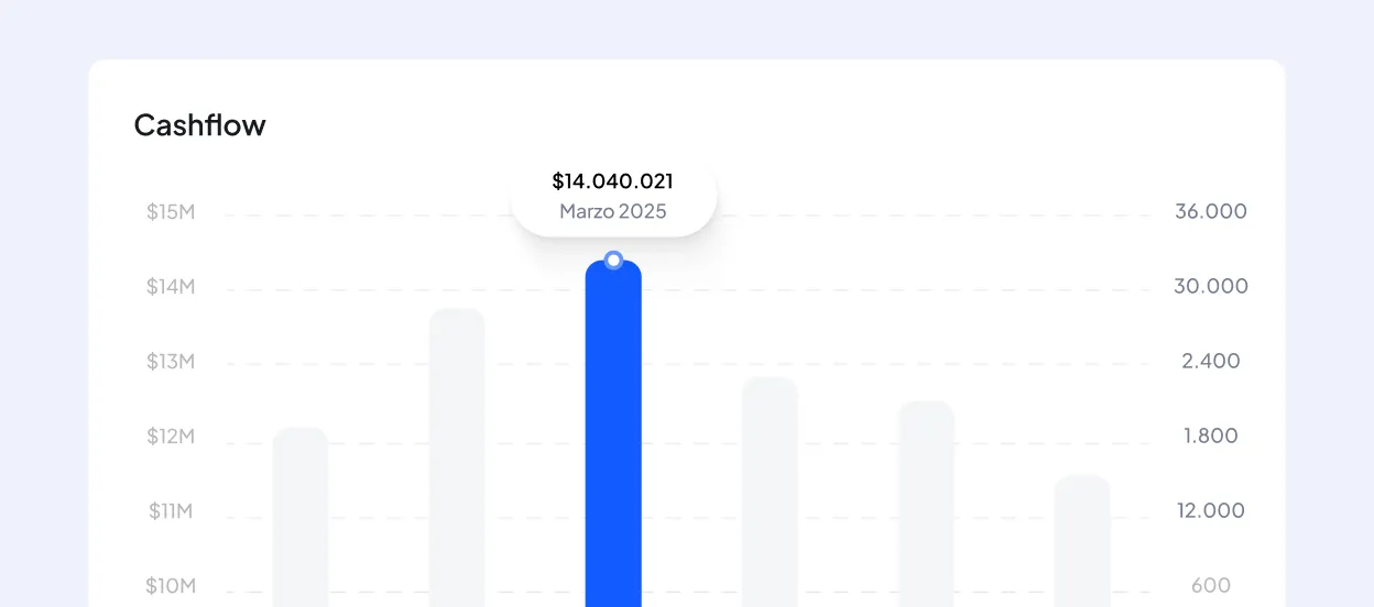 A line graph showing the amount of cash flow.
