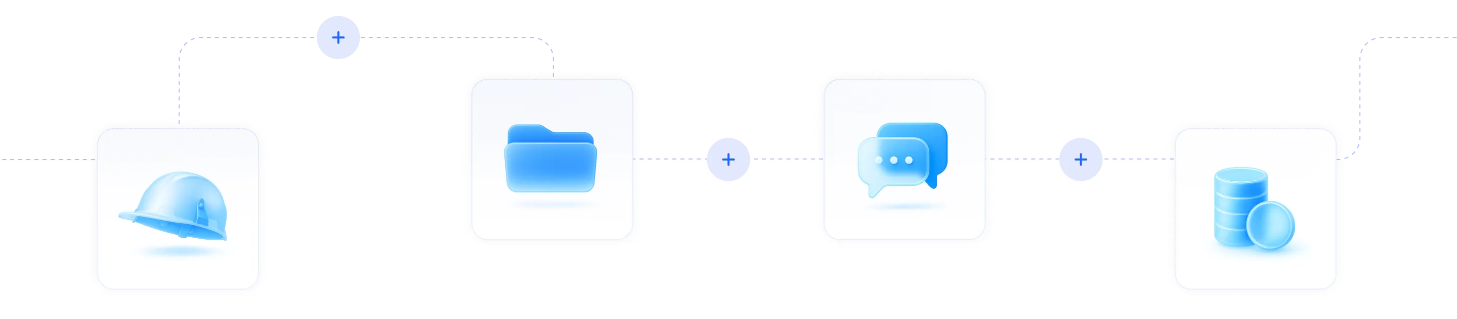 A group of icons connected to each other.