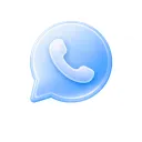 Ícono de aplicación de mensajería con un símbolo de teléfono blanco dentro de un globo de diálogo azul claro.