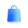 Icono de bolsa de compra azul con un fondo blanco degradado.