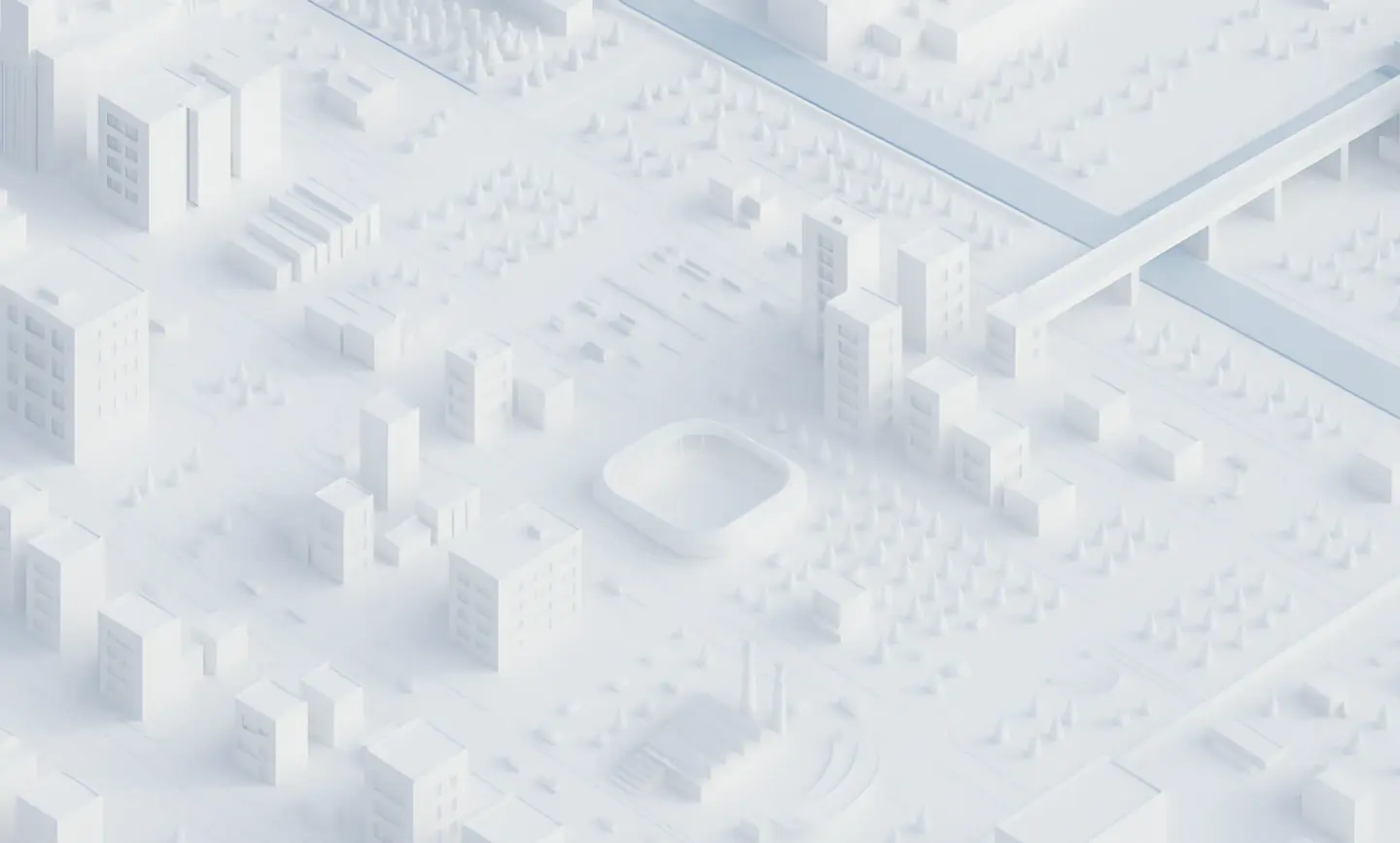 An aerial view of a city with tall buildings.