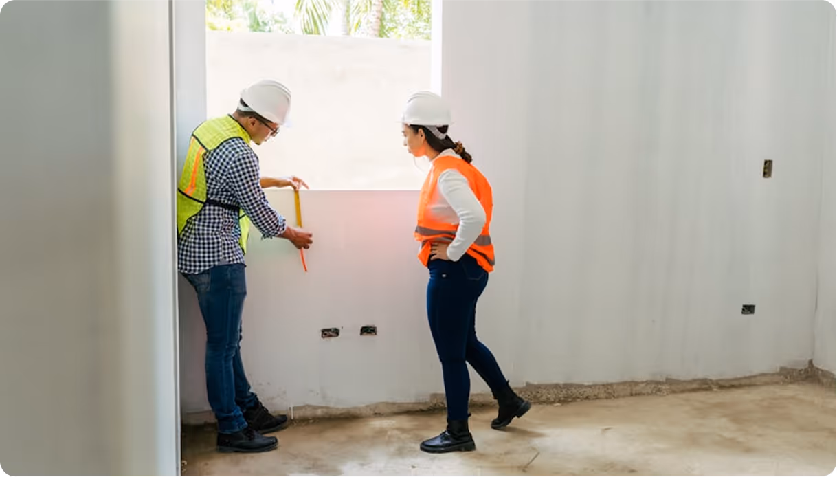 Photographie de deux hommes sur un chantier.