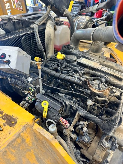 Close-up of a disassembled engine