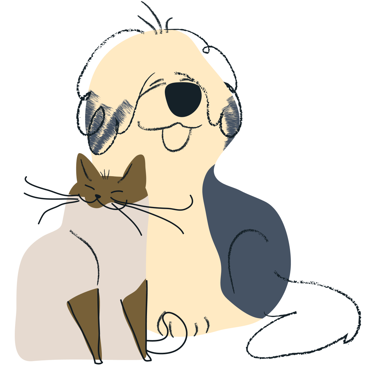 Cute cat and dog illustration