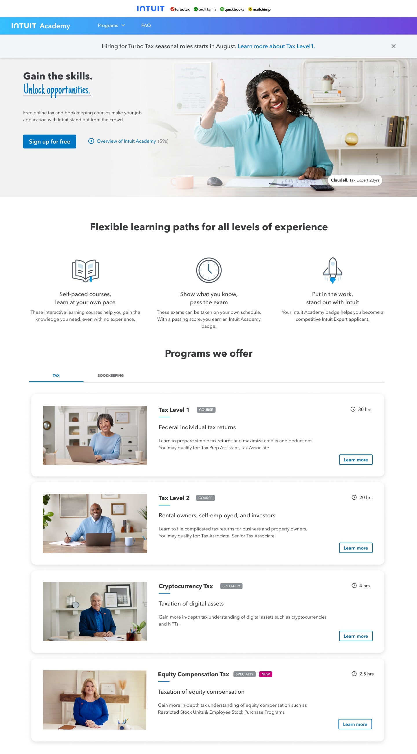 Original Tax programs page