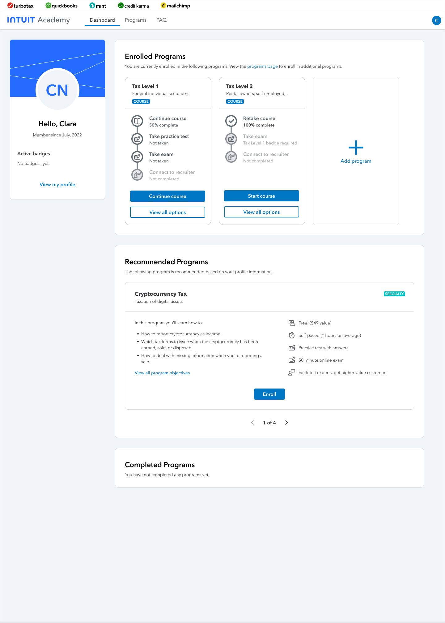 Original Tax programs page