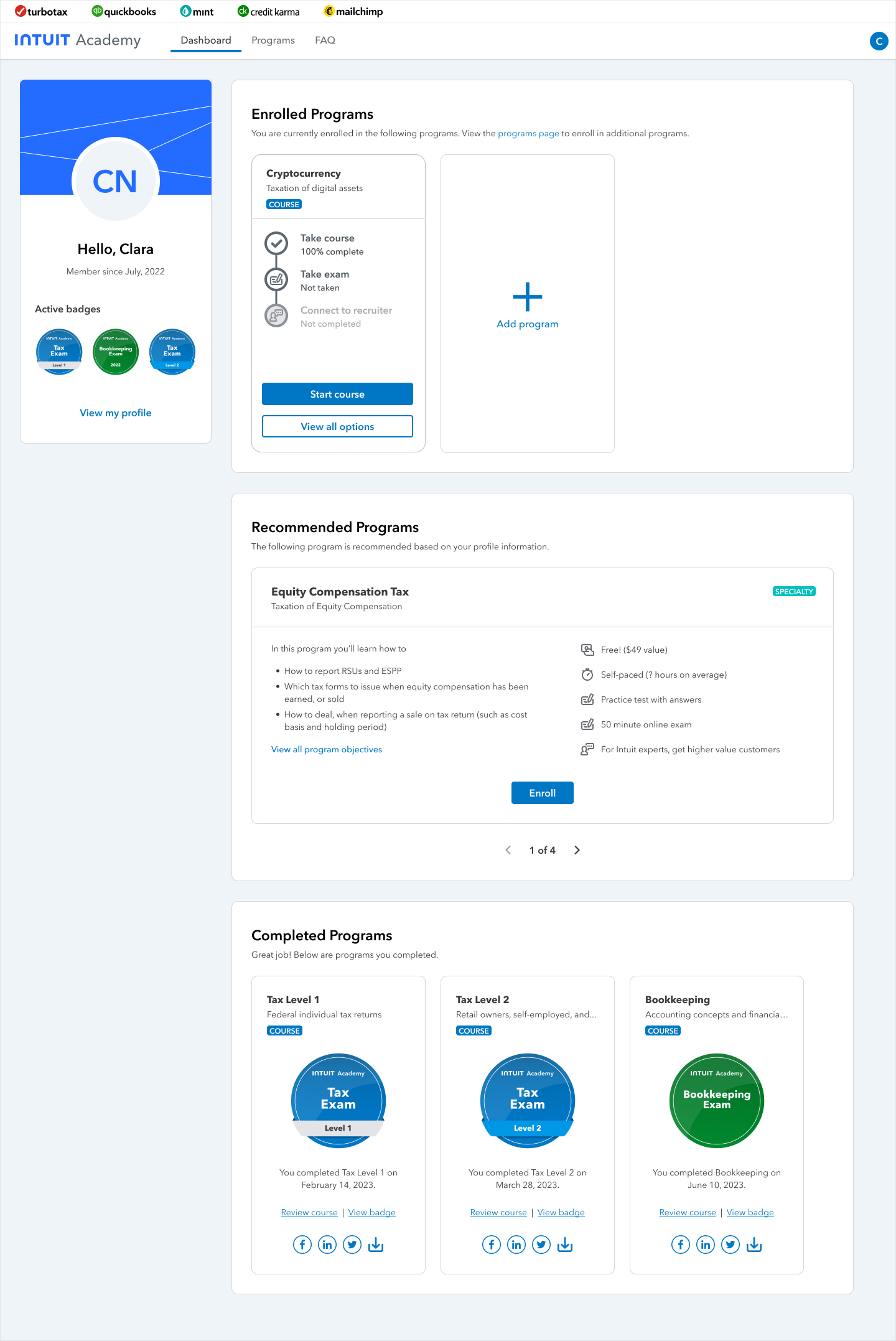 Original Tax programs page
