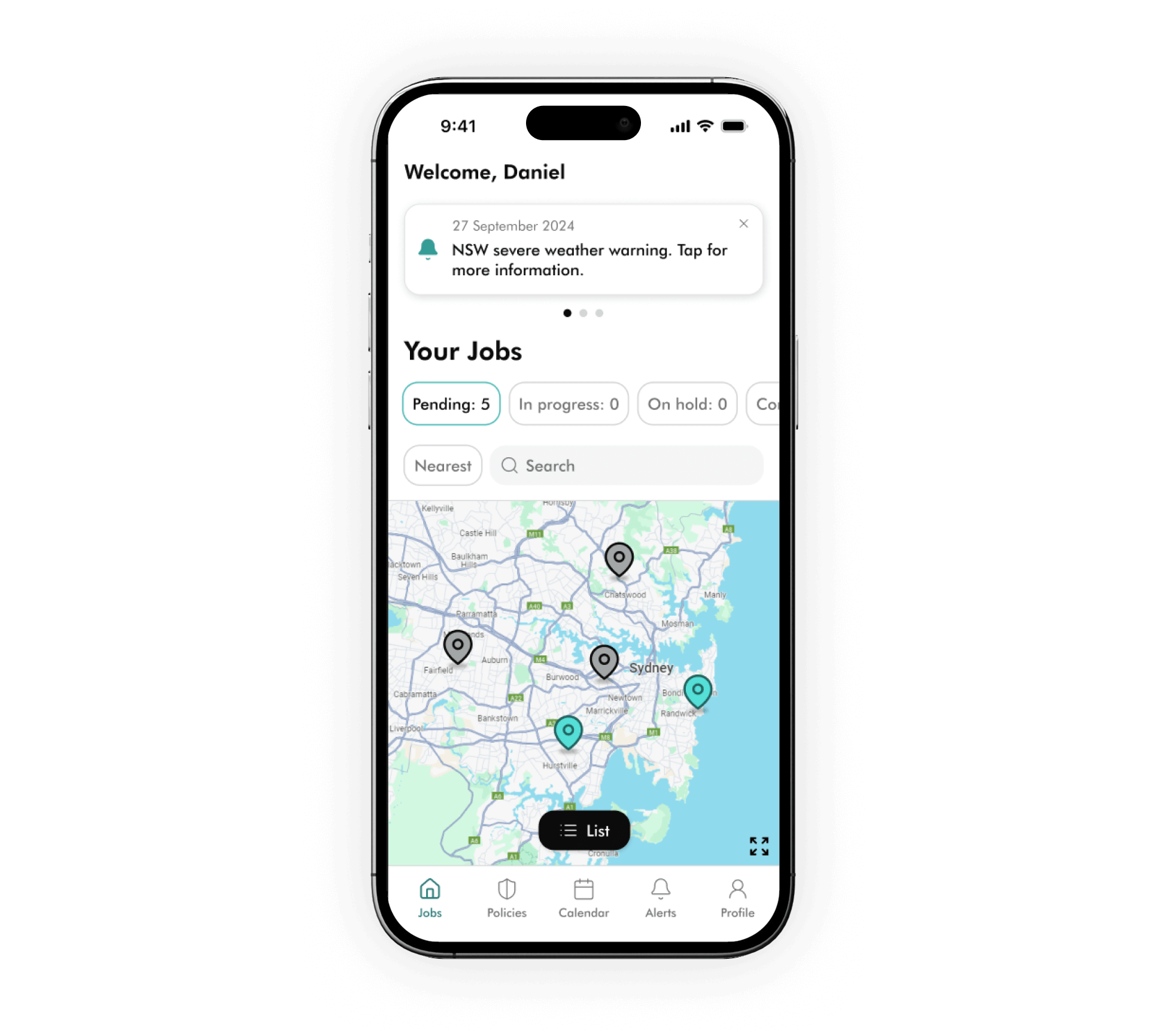 Screenshot of Lodgicl UI on a iphone