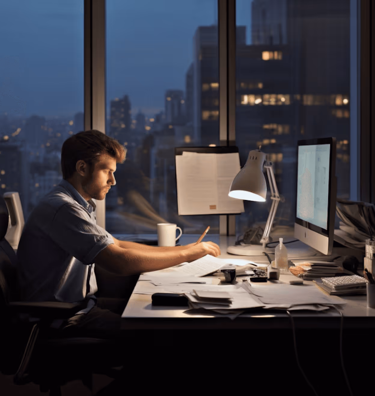 A person working on computer