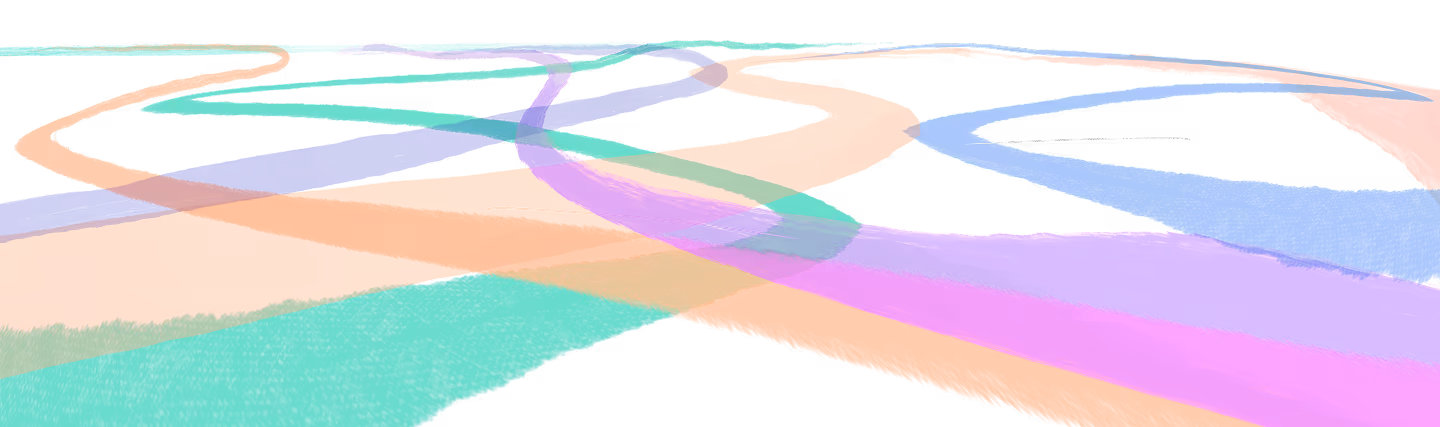 Colourful intersecting paths in soft pastel tones representing diverse career journeys