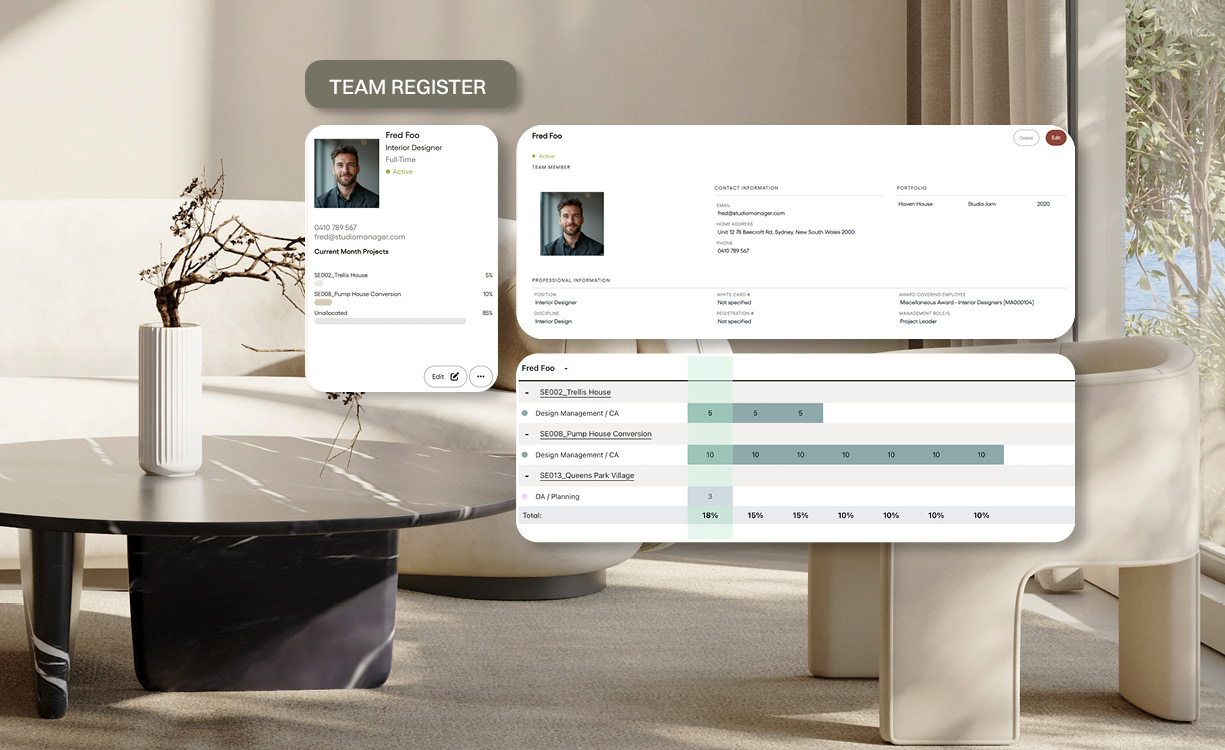 Team Register on Studio Manager