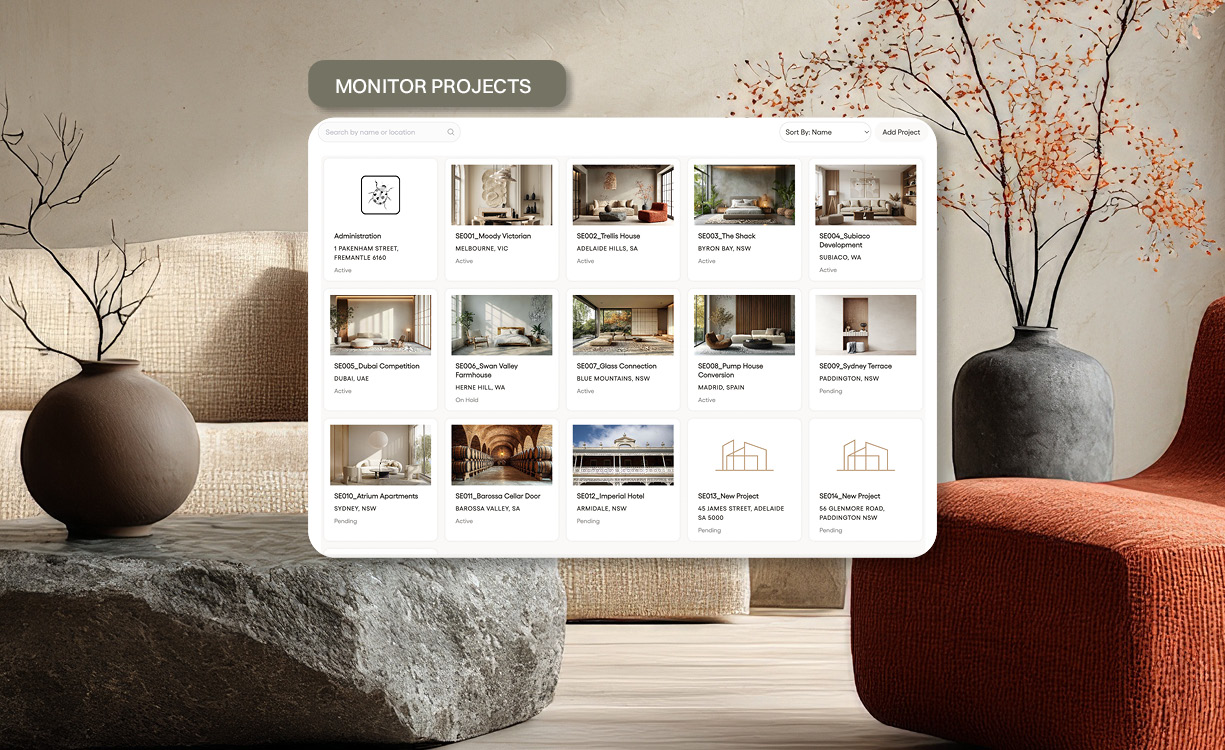 Architecture and Interior Design Project Dashboard on Studio Manager