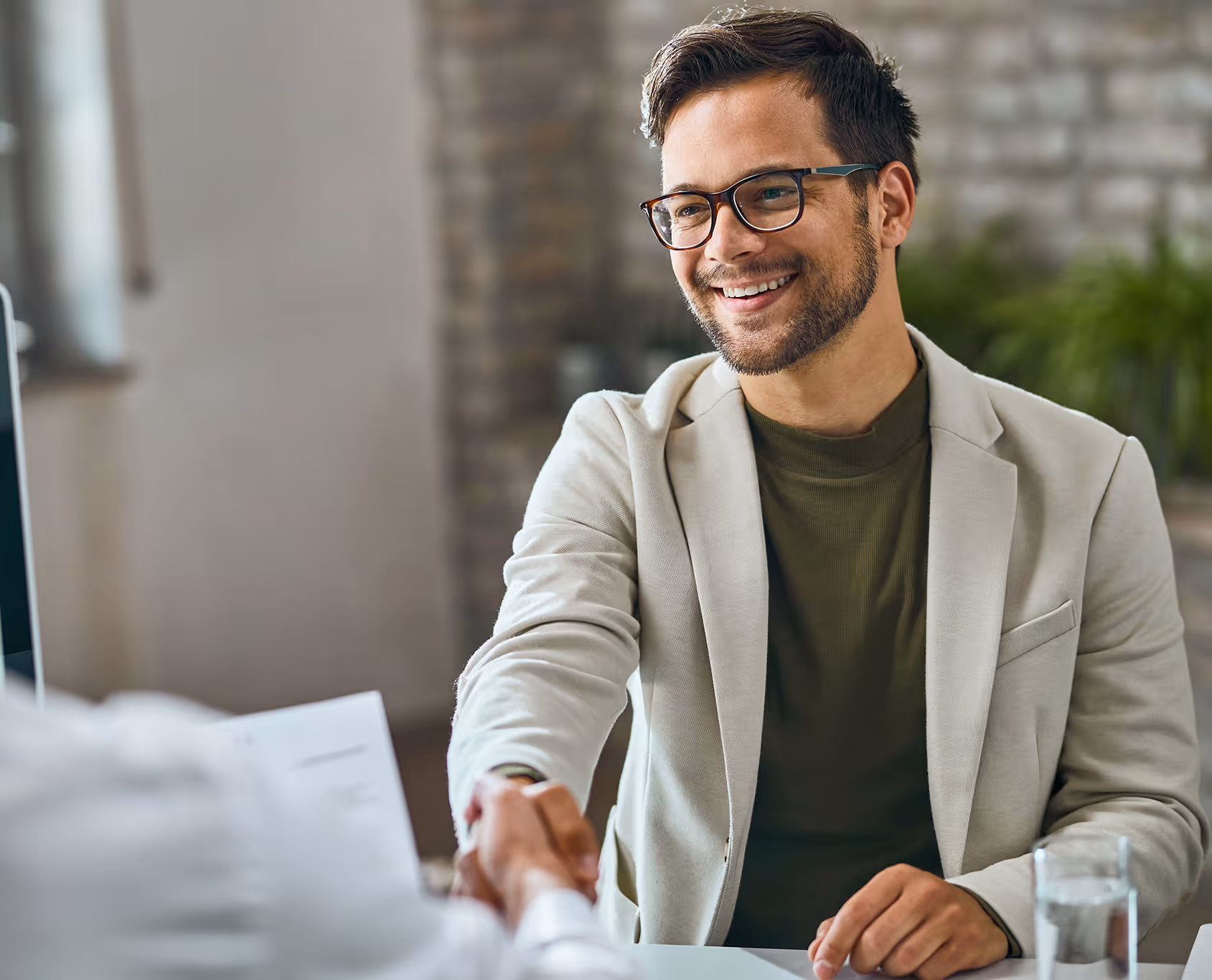 A person happy after a job interview