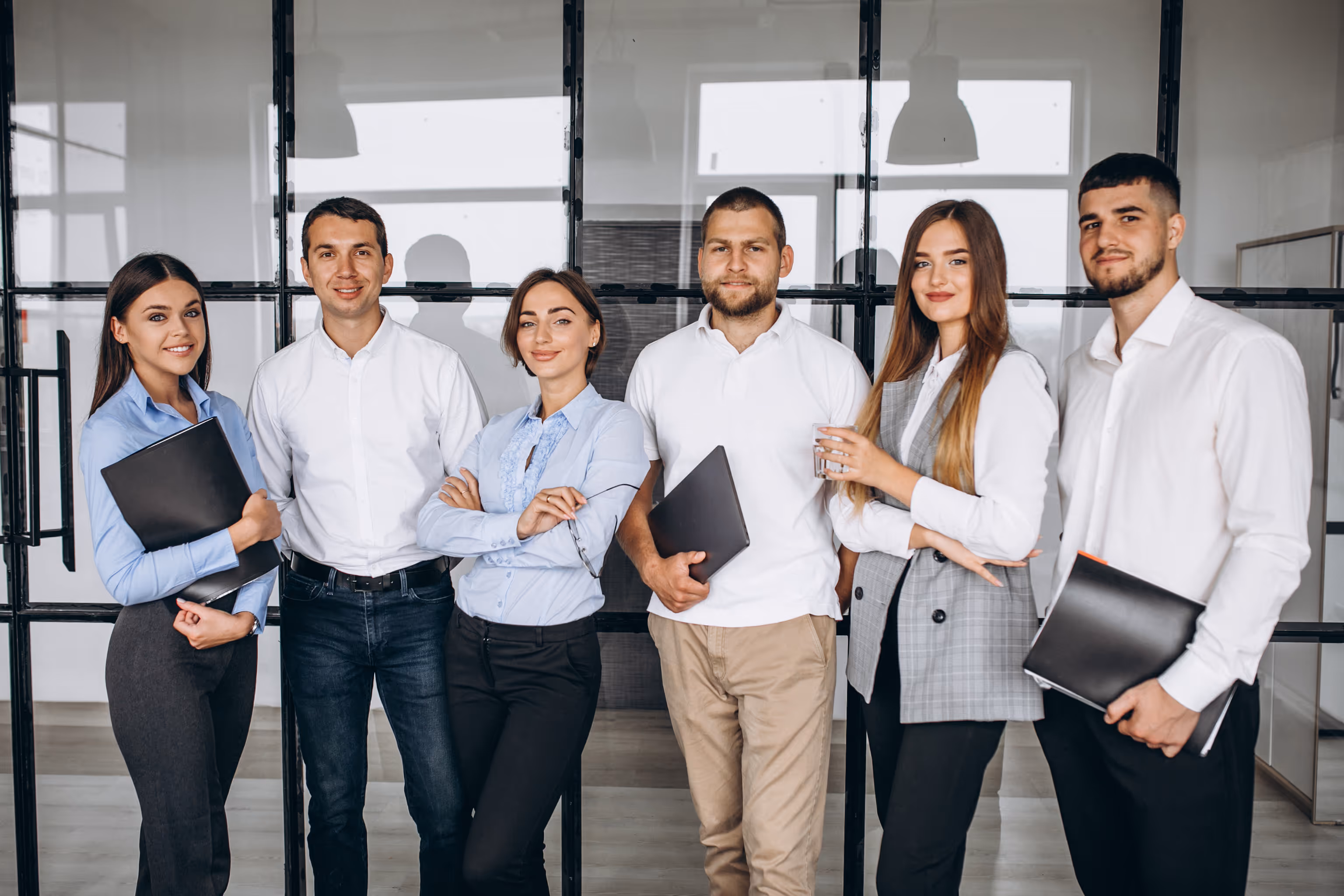Group of employees in office space