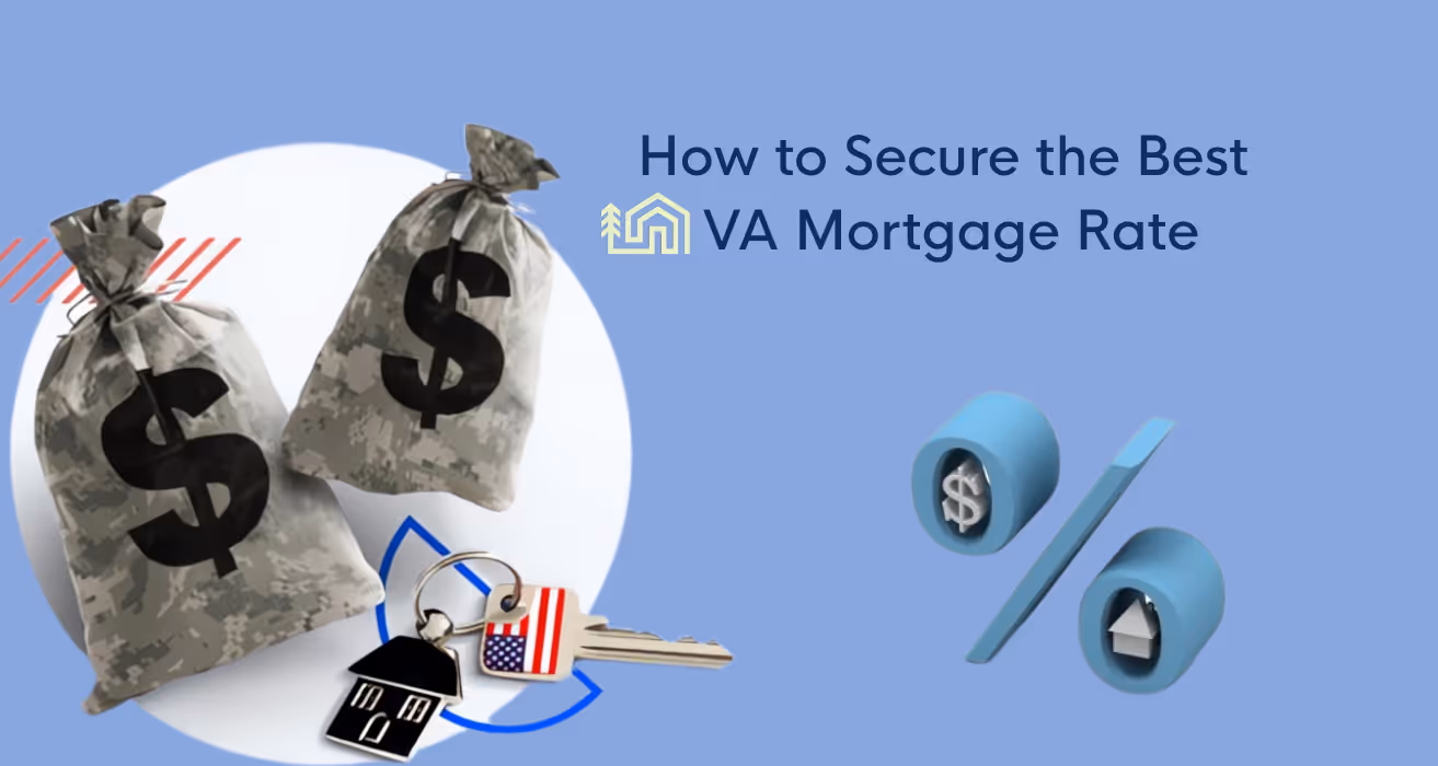 A VA mortgage rate sheet and loan paperwork are shown on a desk, with 2025 percentage details being reviewed and calculated.
