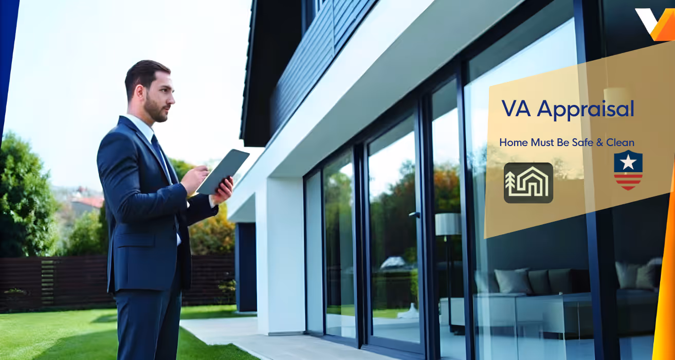 VA appraisal guidelines being reviewed, with home condition and compliance standards evaluated to meet VA loan qualification criteria.