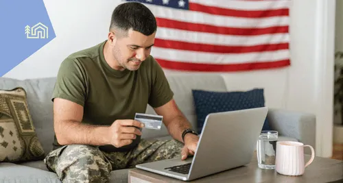 VA loan eligibility based on credit score shown with credit report and loan documents.