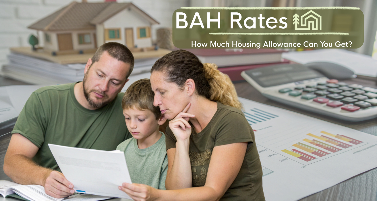 Chart showing 2025–2026 BAH rate increases by rank and location to help service members estimate their housing allowance.