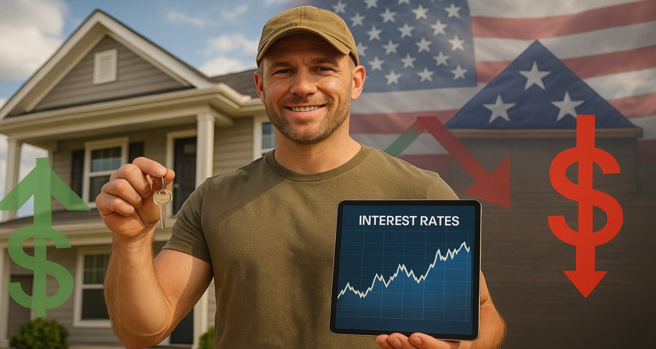 Veteran reviewing VA home loan interest rates, exploring smart strategies to build wealth amid shifting mortgage market trends.