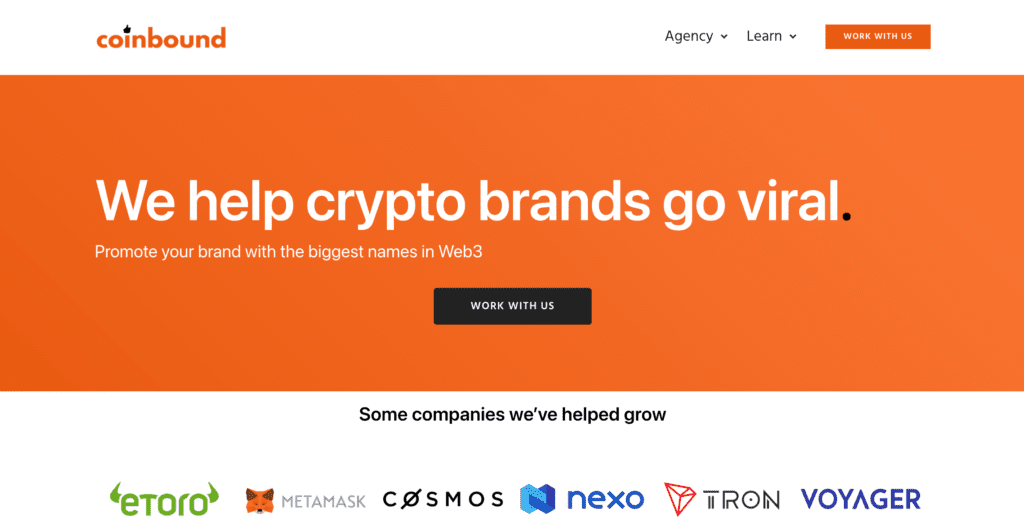 top 5 blockchain advertising agencies - coinbound