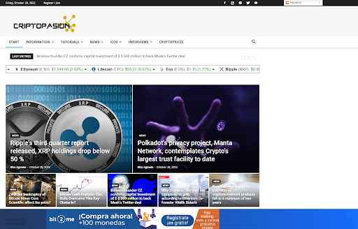 Diario Bitcoin home page - Top 5 Spanish crypto & web3 publications