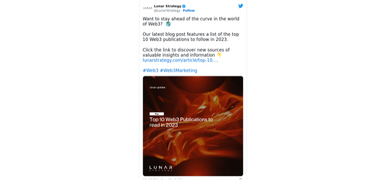 Lunar Strategy Twitter thread about Web3 publications