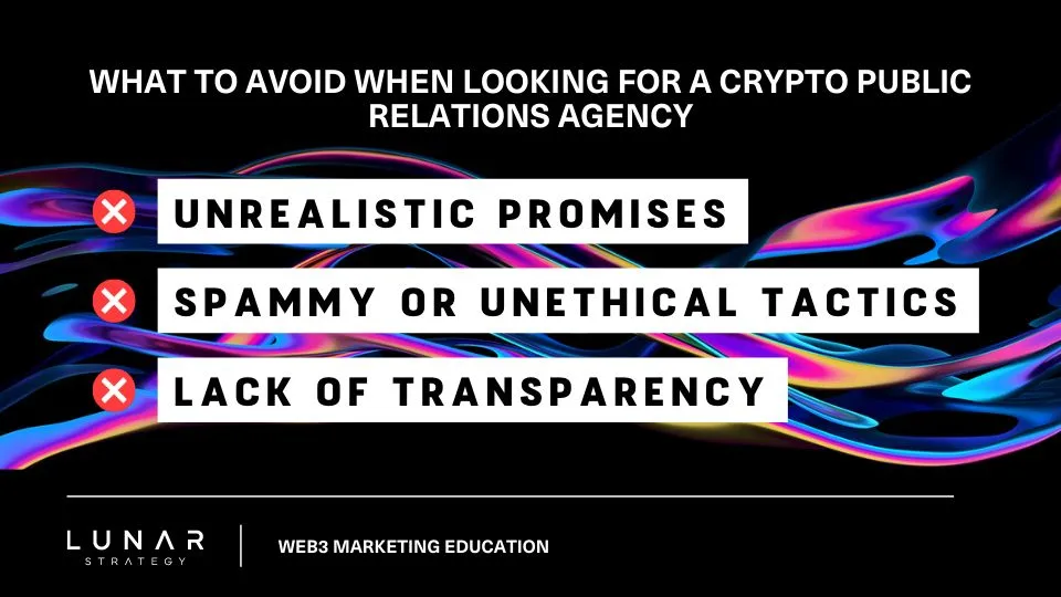 waht to avoid when looking for crypto pr agency