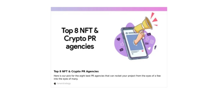 top 8 NFT and crypto pr agencies