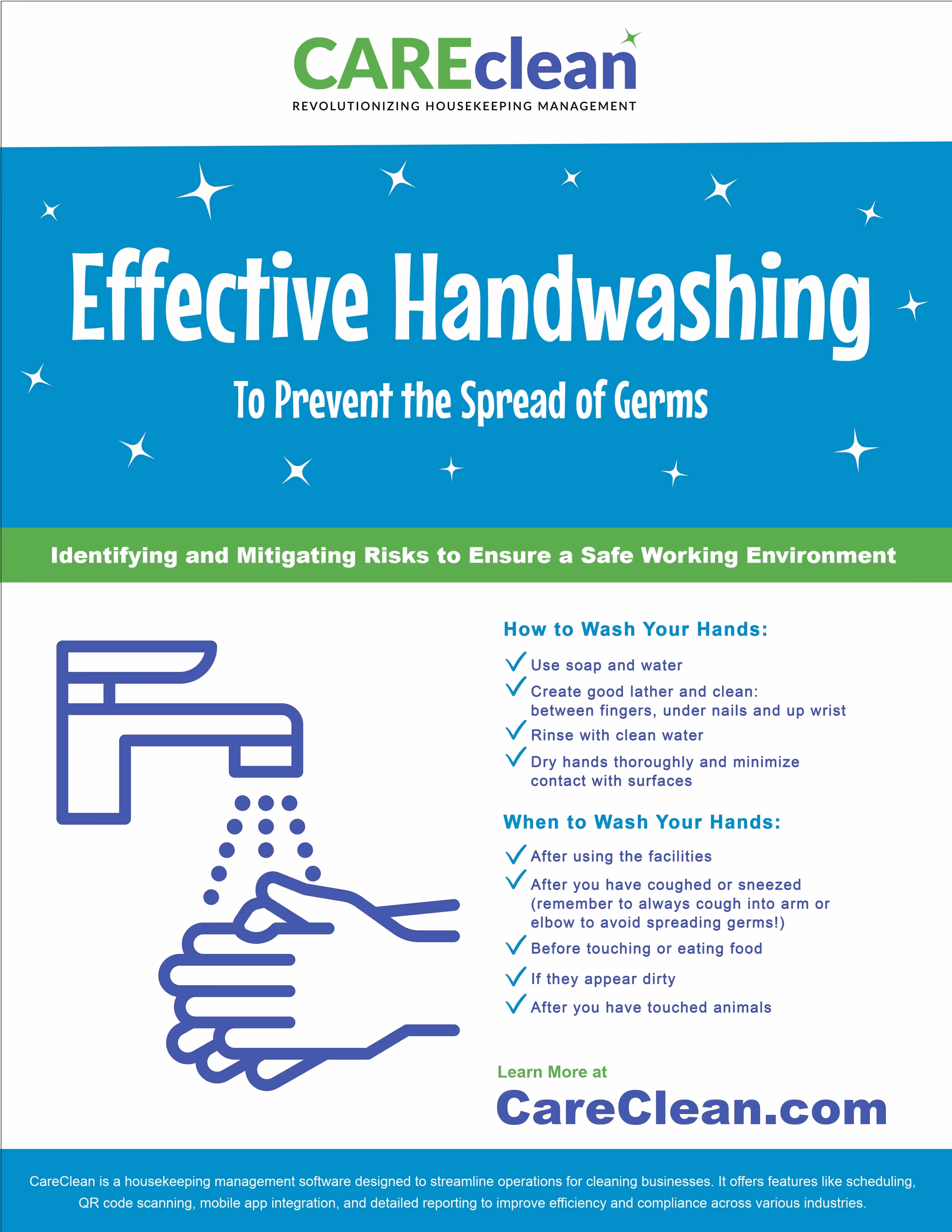 A poster with a hand washing instructions on it.