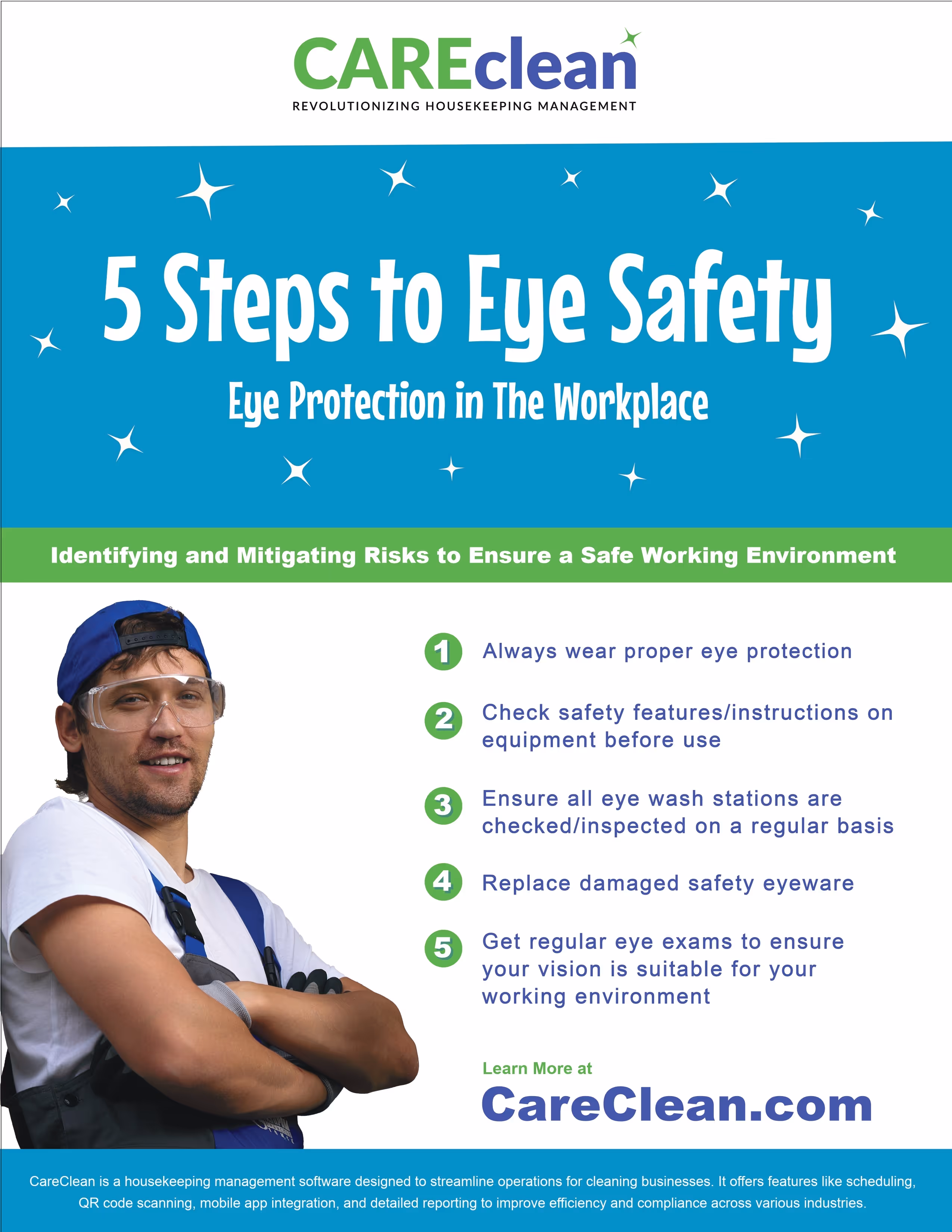 A flyer for a 5 steps to eye safety program.