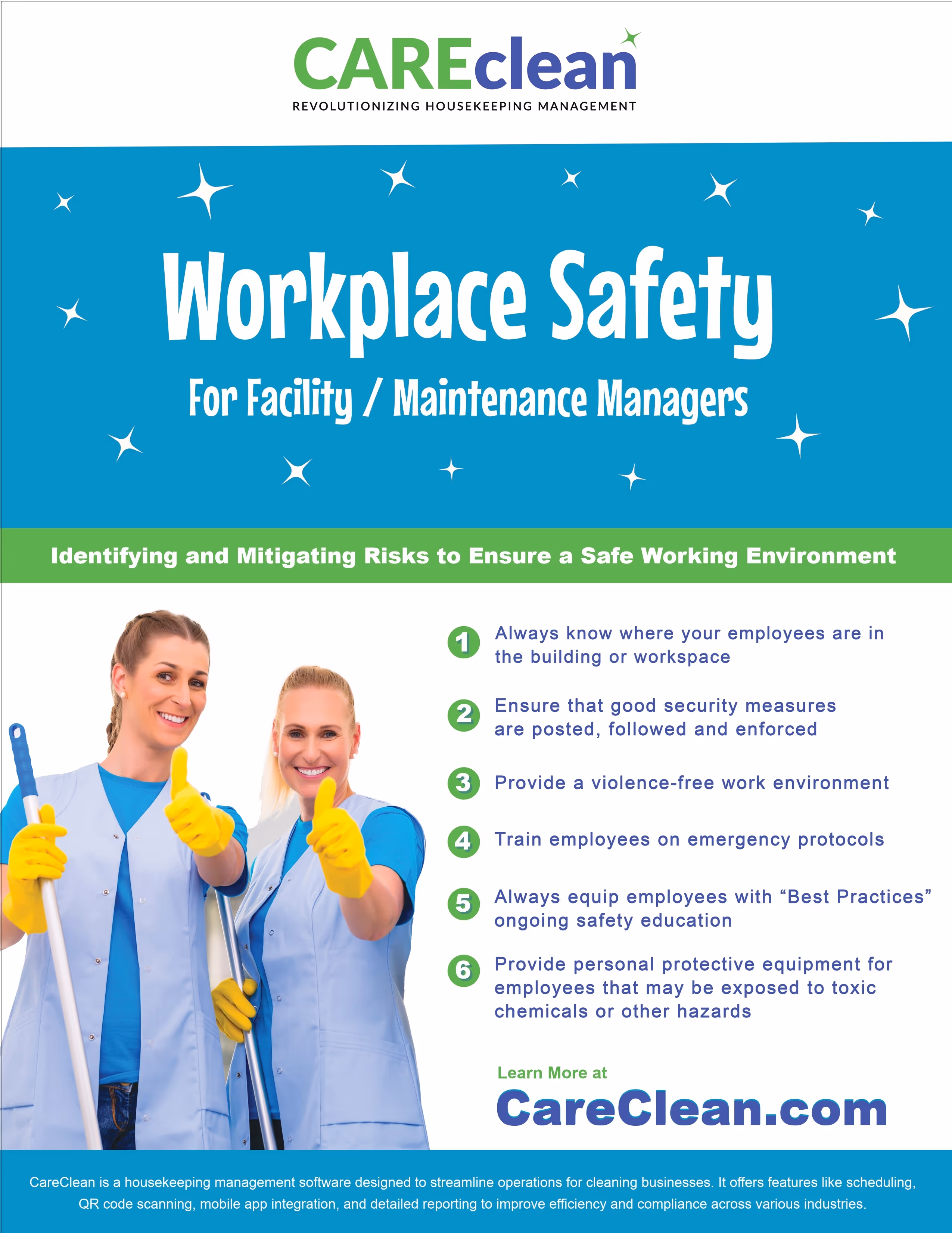 A flyer for a work place safety program.