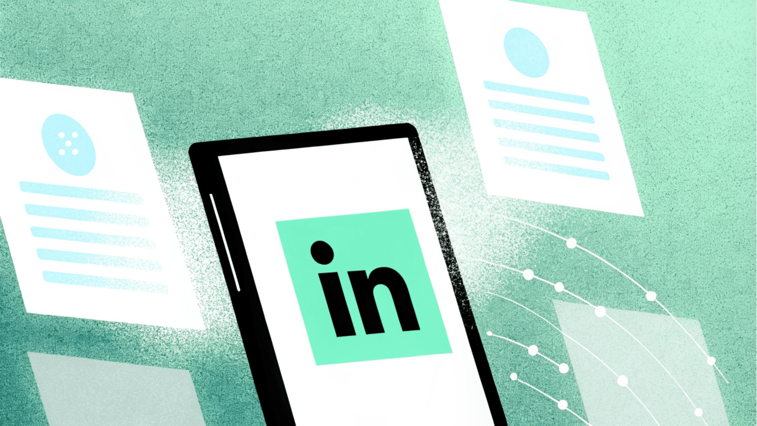 Illustration of a phone with linked in opened