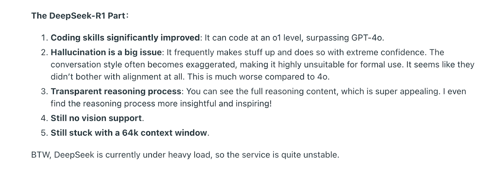 Some common issues users face with DeepSeek-R1