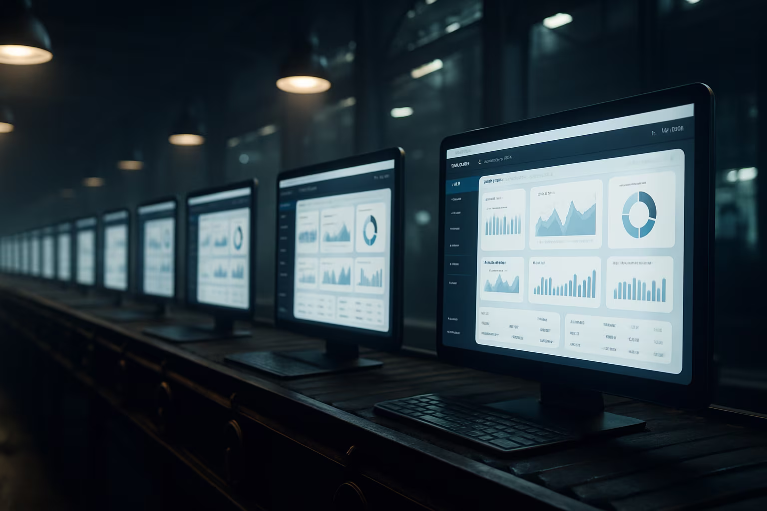 Multiple Computer Screens Representing Sales Repeatability