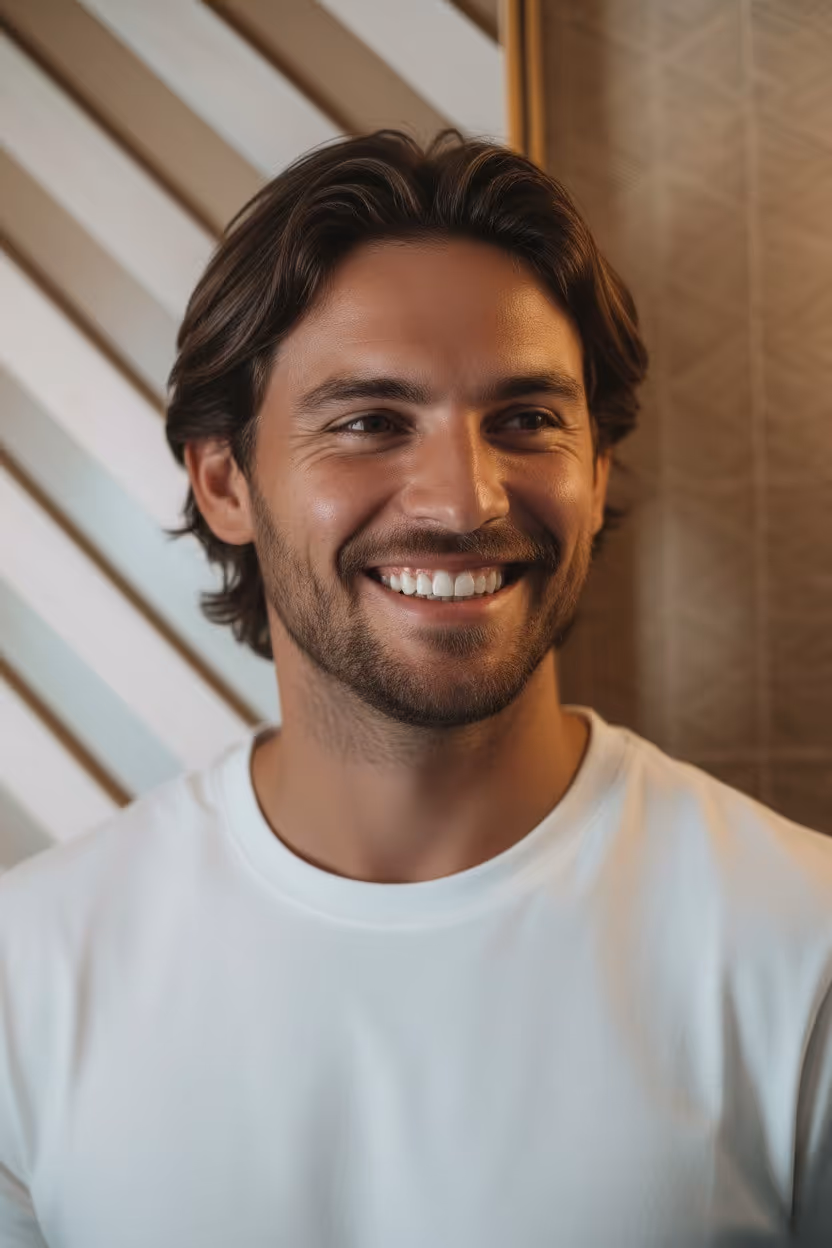 A man with a beard smiling at the camera.