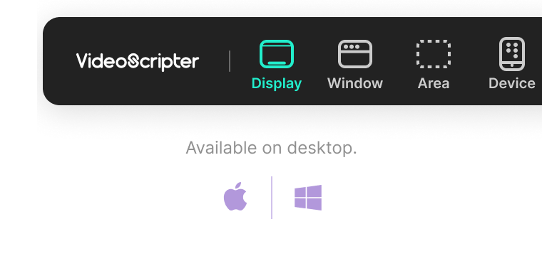 Desktop app available, Mac and Windows, flexible capture modes, cross-platform support