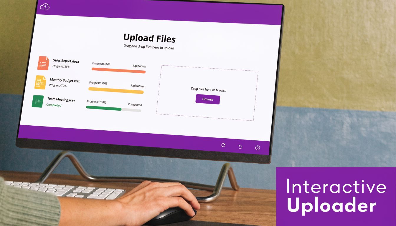 A person using a computer to manage an interactive multi-file upload screen showing document progress.