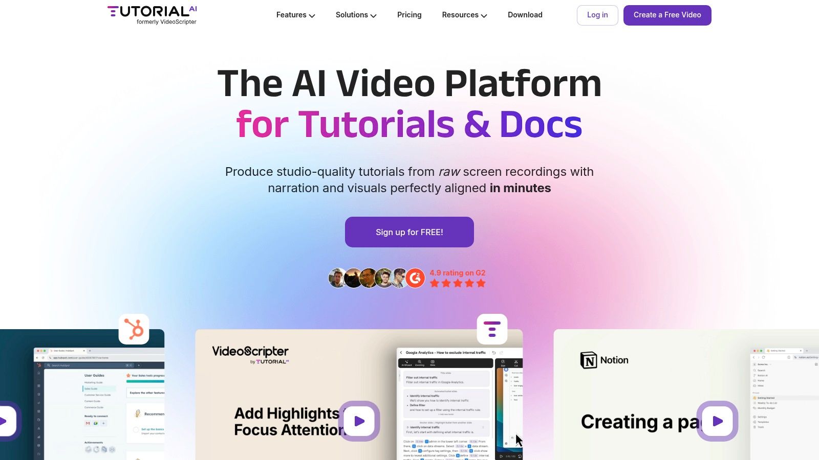 Screenshot from https://www.tutorial.ai/