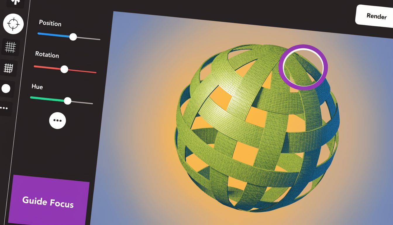 A digital 3D design software interface showing a woven sphere model with interactive editing sliders and controls.