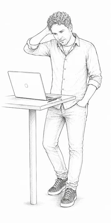 Illustration von Dominic Neusch bei der Umsetzung eines Projekts – Schritt „Umsetzen“.
