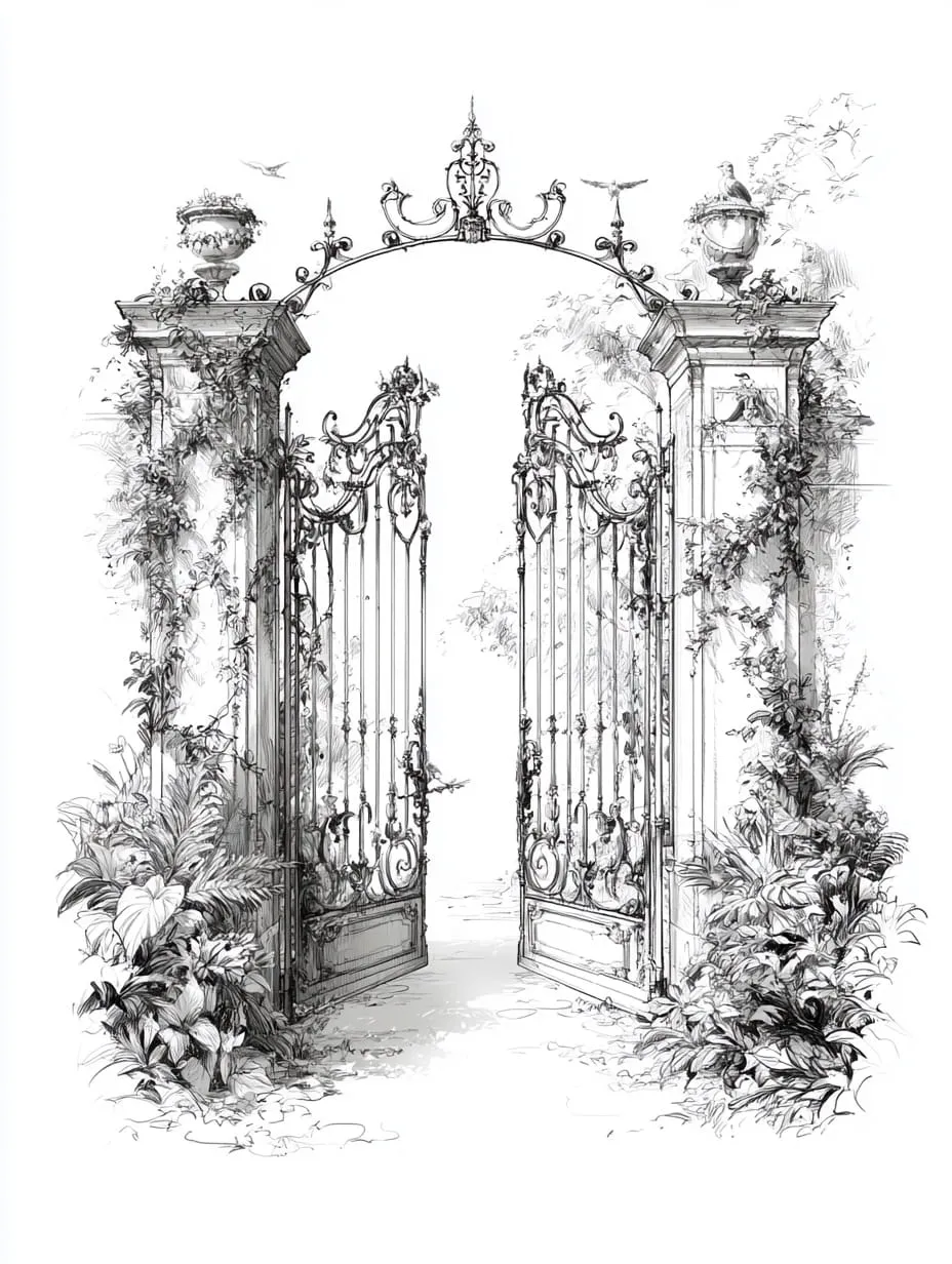 Illustration eines geöffneten Tores als Symbol für den Zugang zur Website.