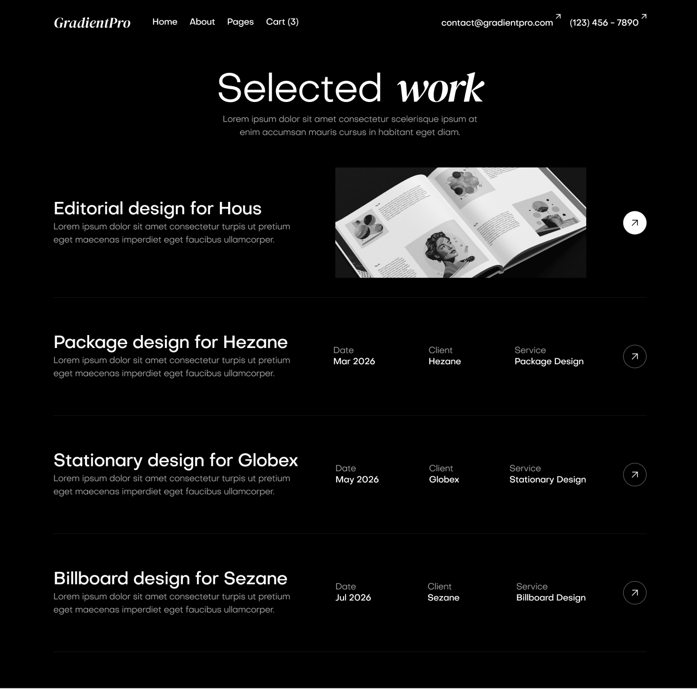 GradientPro - Portfolio V1 Page - Dark Mode Agency Webflow Template