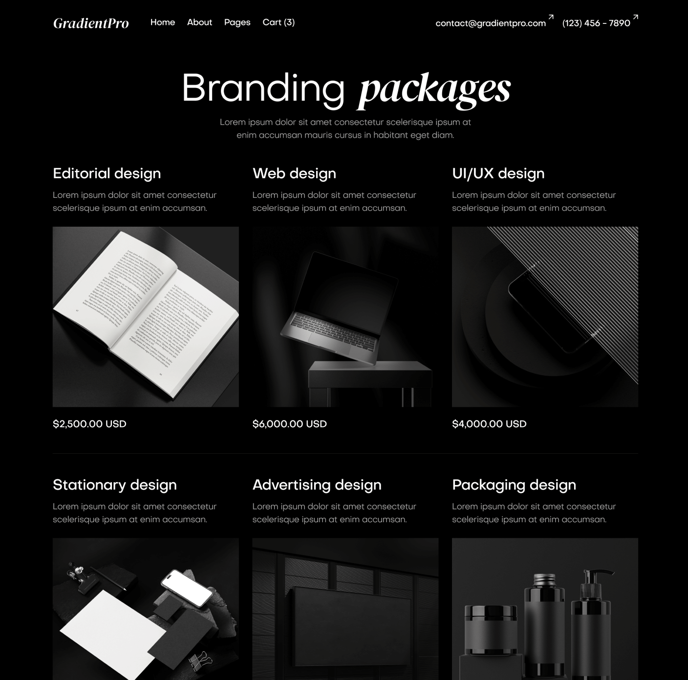 GradientPro - Packages Page - Dark Mode Agency Webflow Template