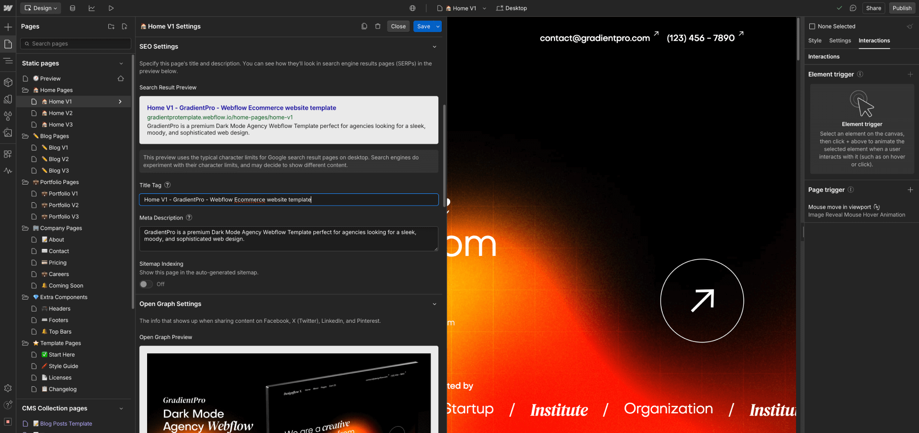 GradientPro - SEO - Dark Mode Agency Webflow Template