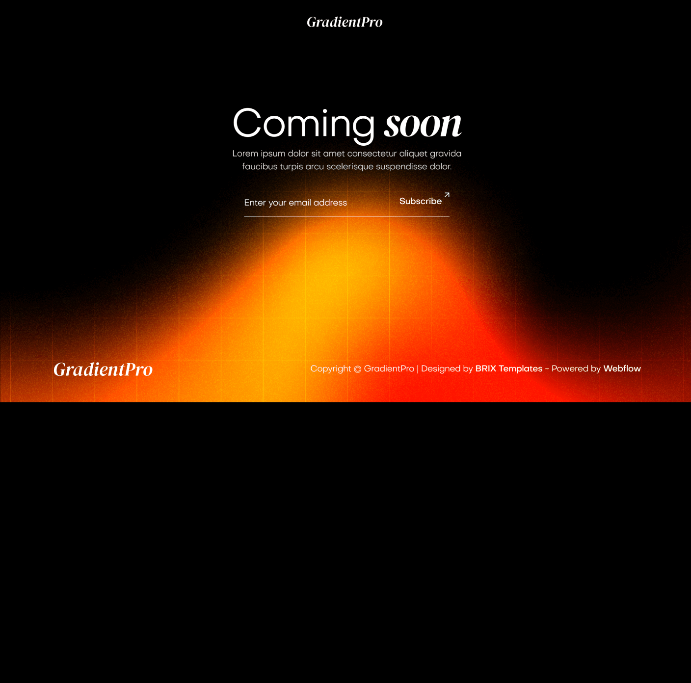 GradientPro - Coming Soon Page - Dark Mode Agency Webflow Template
