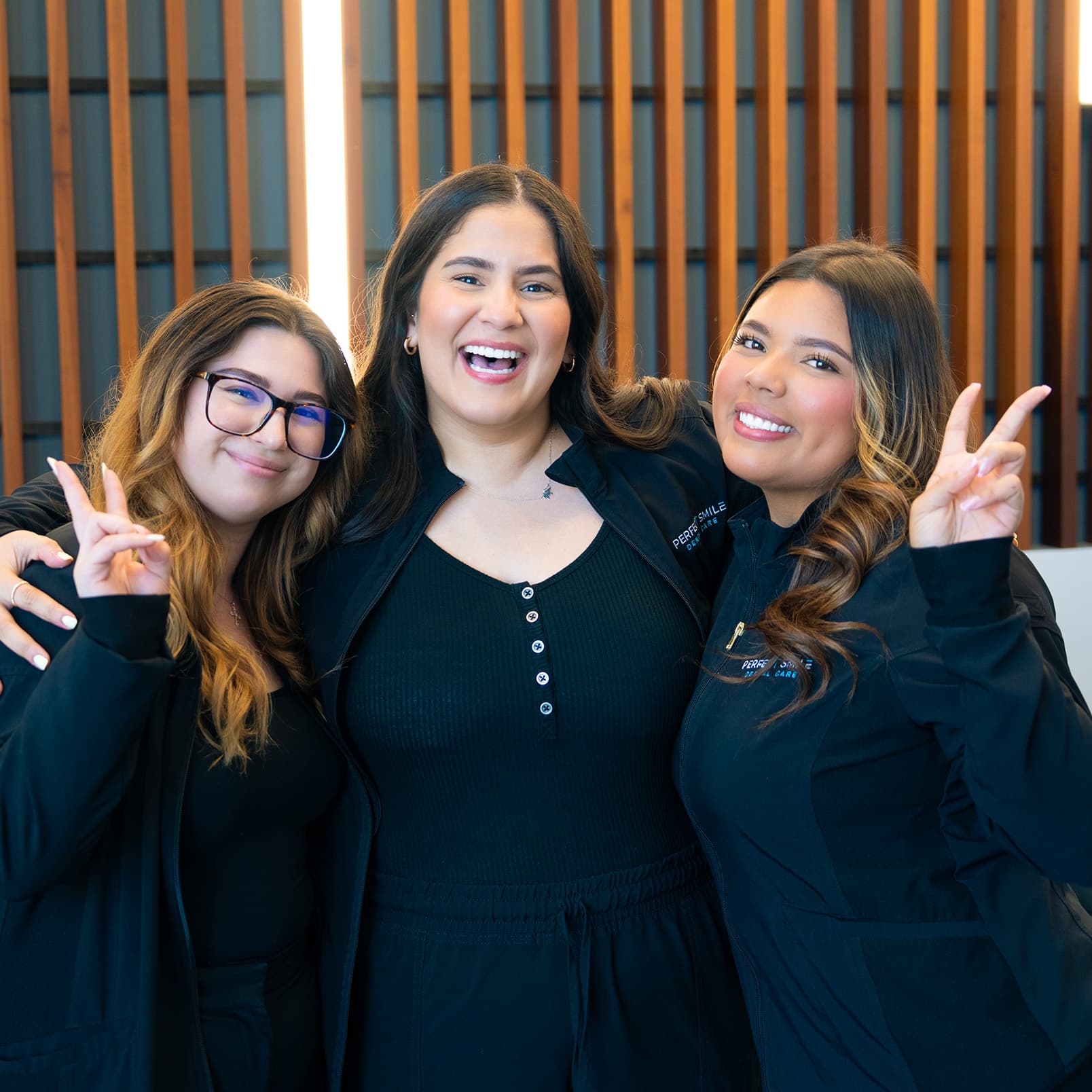 Dental marketing and branding doctor with patient dental team