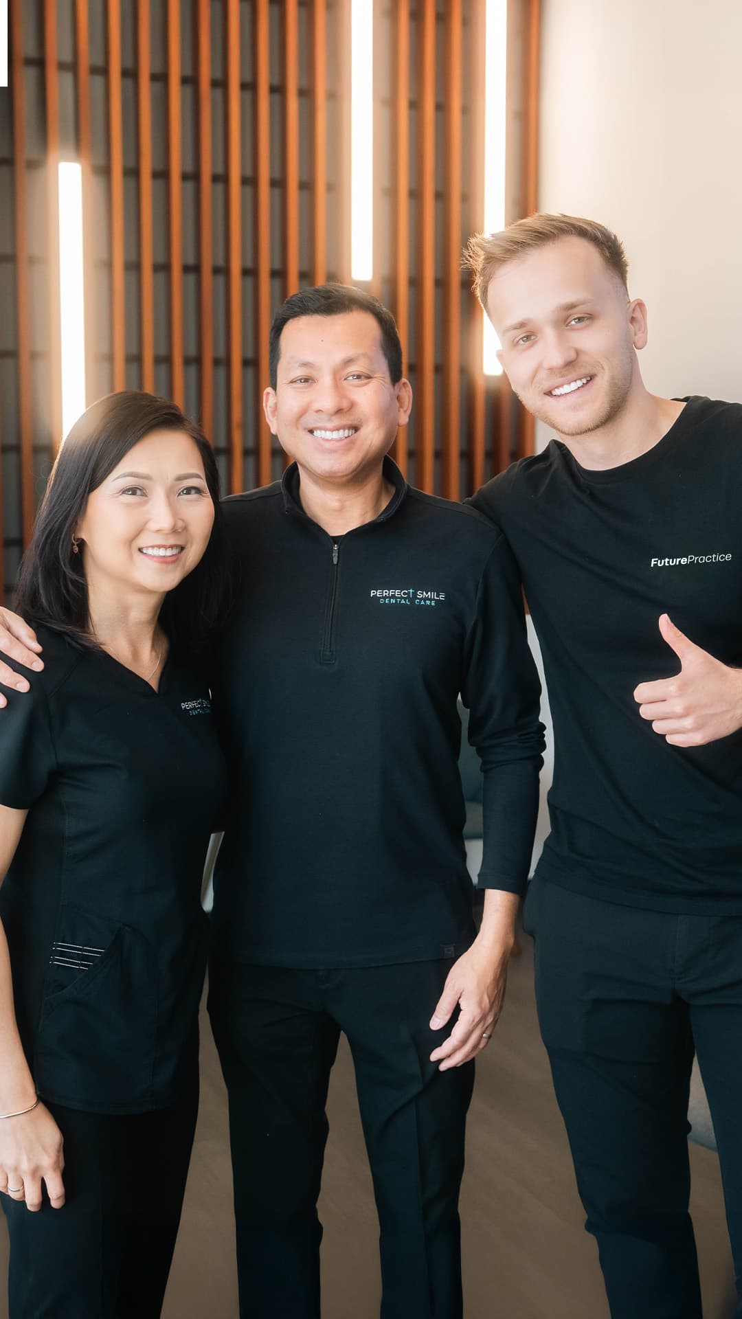 Dental marketing and branding doctor with patient team with owners