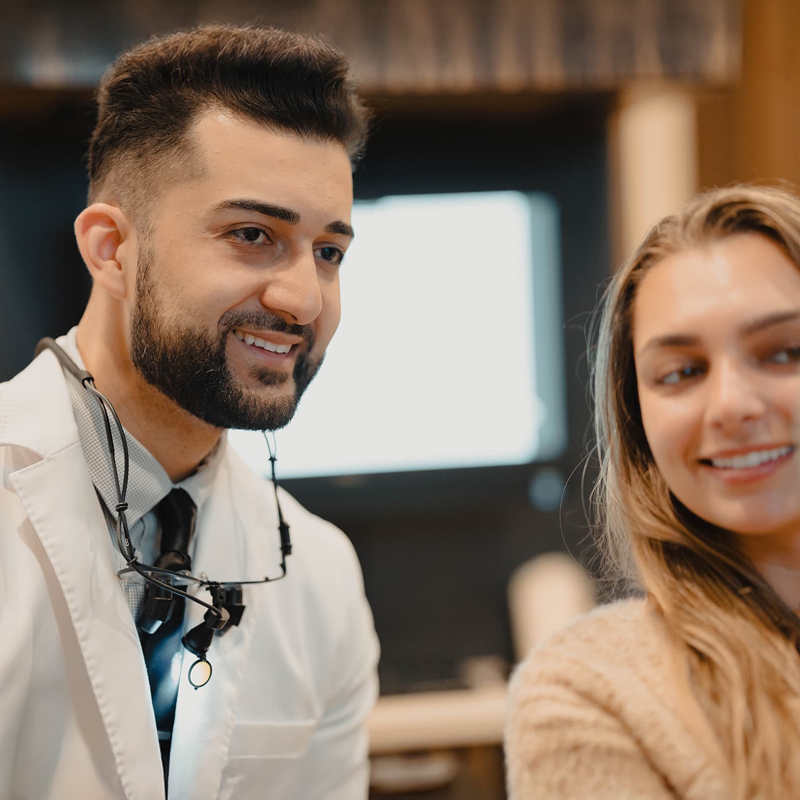 Dental marketing and branding doctor with patient